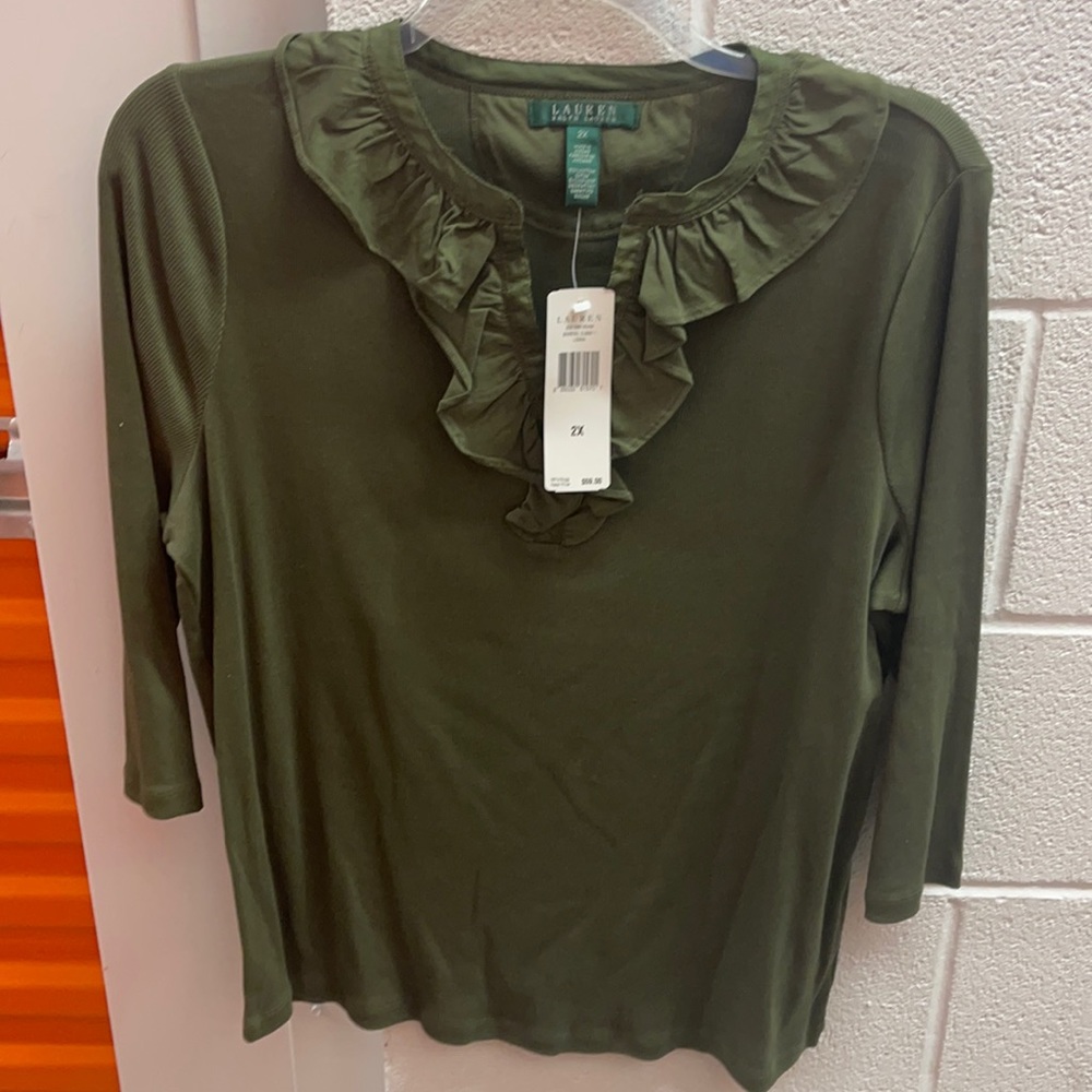A green Lauren Ralph Lauren blouse size 2x